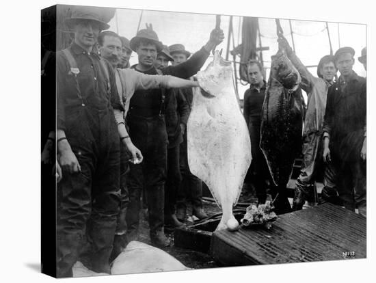 Halibut Fishermen on the Pacific-Alaska Coast, Undated-Asahel Curtis-Stretched Canvas