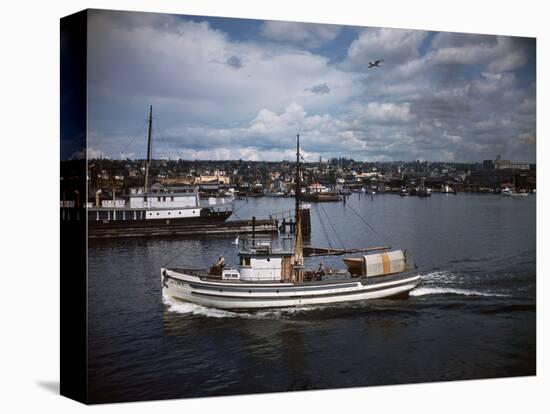 Halibut Fishing Vessel Alma in Salmon Bay-Ray Krantz-Stretched Canvas