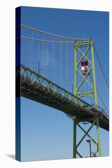 Halifax, Nova Scotia, Harbor with Large Famous Bridge Mckay Bridge with Canadian Flag Flying-Bill Bachmann-Stretched Canvas