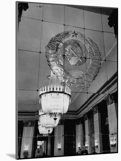 Hall of Emblems in USSR East Berlin Embassy, with Soviet Seal Embossed on Mirror-Frank Scherschel-Mounted Photographic Print