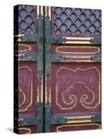 Hall of Supreme Harmony-door detail, The Forbidden City, Beijing, China-Walter Bibikow-Stretched Canvas