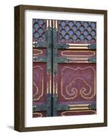 Hall of Supreme Harmony-door detail, The Forbidden City, Beijing, China-Walter Bibikow-Framed Photographic Print