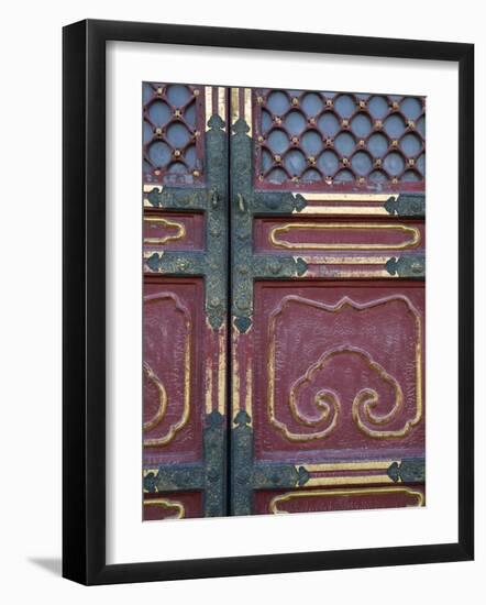 Hall of Supreme Harmony-door detail, The Forbidden City, Beijing, China-Walter Bibikow-Framed Photographic Print