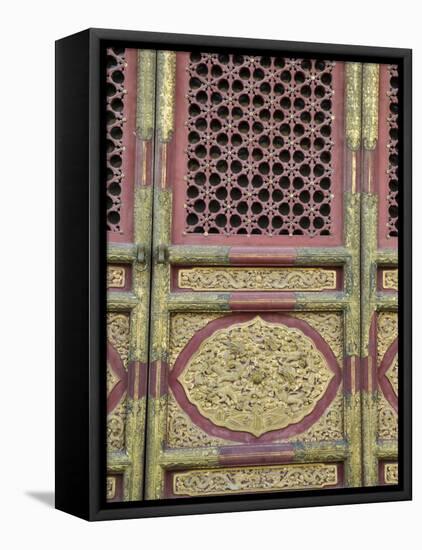 Hall of Supreme Harmony-door detail, The Forbidden City, Beijing, China-Walter Bibikow-Framed Stretched Canvas