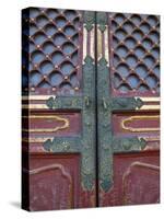Hall of Supreme Harmony-door detail, The Forbidden City, Beijing, China-Walter Bibikow-Stretched Canvas