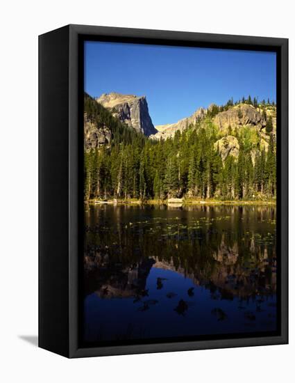 Hallet Peak Reflected in Dream Lake, Rocky Mountain National Park, Colorado, USA-Bernard Friel-Framed Stretched Canvas