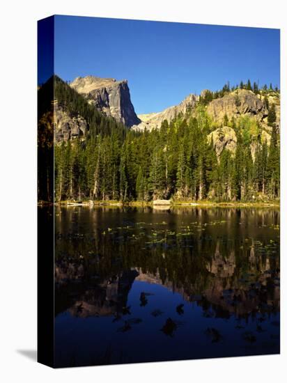 Hallet Peak Reflected in Dream Lake, Rocky Mountain National Park, Colorado, USA-Bernard Friel-Stretched Canvas