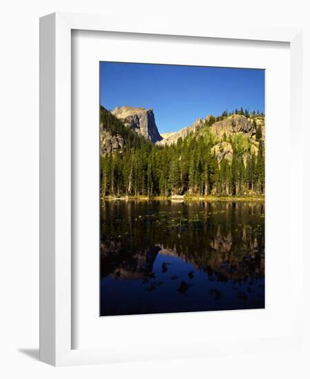 Hallet Peak Reflected in Dream Lake, Rocky Mountain National Park, Colorado, USA-Bernard Friel-Framed Photographic Print