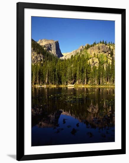 Hallet Peak Reflected in Dream Lake, Rocky Mountain National Park, Colorado, USA-Bernard Friel-Framed Photographic Print
