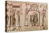 Halley's Comet and Harold Receiving Bad News, Detail from the Bayeux Tapestry-null-Stretched Canvas