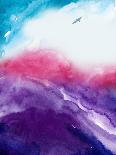 Ocean and Purple Sky Watercolor II-Hallie Clausen-Art Print