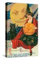 Hallow Witch Pumpkin Cat-Vintage Apple Collection-Stretched Canvas