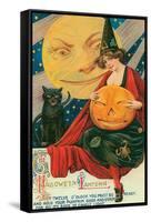 Hallow Witch Pumpkin Cat-Vintage Apple Collection-Framed Stretched Canvas