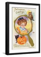 Hallowe'en Magic: Lighting the Pumpkin Lantern-null-Framed Art Print