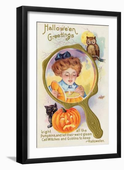 Hallowe'en Magic: Lighting the Pumpkin Lantern-null-Framed Art Print