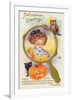 Hallowe'en Magic: Lighting the Pumpkin Lantern-null-Framed Premium Giclee Print