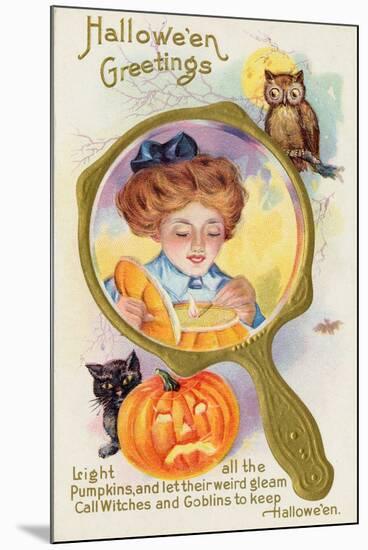 Hallowe'en Magic: Lighting the Pumpkin Lantern-null-Mounted Premium Giclee Print