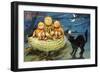 Hallowe'en Postcard with Jack-O'-Lanterns-null-Framed Giclee Print