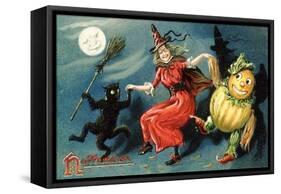 Hallowe'en Postcard-null-Framed Stretched Canvas