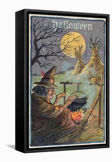 Hallowe'en Witch Works Her Magic-null-Framed Stretched Canvas