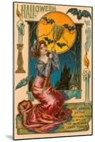 Halloween, Attractive Witch with Poem-null-Mounted Art Print