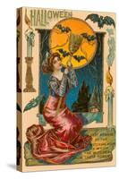 Halloween, Attractive Witch with Poem-null-Stretched Canvas