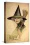 Halloween Beautiful Green Witch-Vintage Apple Collection-Stretched Canvas