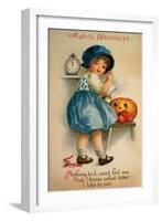 Halloween Blue Girl Clock-Vintage Apple Collection-Framed Giclee Print
