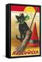 Halloween, Cat and Broom-null-Framed Stretched Canvas