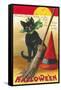 Halloween, Cat and Broom-null-Framed Stretched Canvas