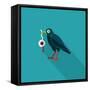 Halloween Crow and Eyeball Flat Icon with Long Shadow,Eps10-eatcute-Framed Stretched Canvas