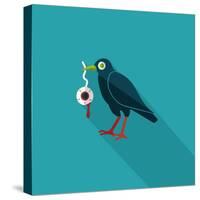 Halloween Crow and Eyeball Flat Icon with Long Shadow,Eps10-eatcute-Stretched Canvas