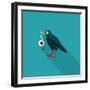 Halloween Crow and Eyeball Flat Icon with Long Shadow,Eps10-eatcute-Framed Art Print