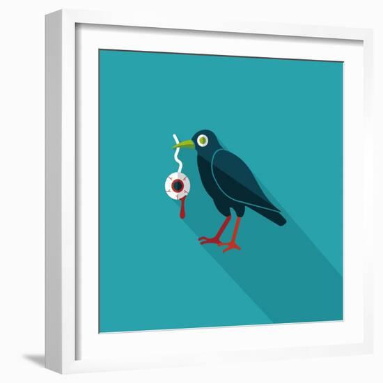 Halloween Crow and Eyeball Flat Icon with Long Shadow,Eps10-eatcute-Framed Art Print