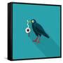 Halloween Crow and Eyeball Flat Icon with Long Shadow,Eps10-eatcute-Framed Stretched Canvas