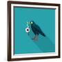 Halloween Crow and Eyeball Flat Icon with Long Shadow,Eps10-eatcute-Framed Art Print