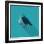 Halloween Crow and Eyeball Flat Icon with Long Shadow,Eps10-eatcute-Framed Art Print