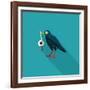 Halloween Crow and Eyeball Flat Icon with Long Shadow,Eps10-eatcute-Framed Art Print