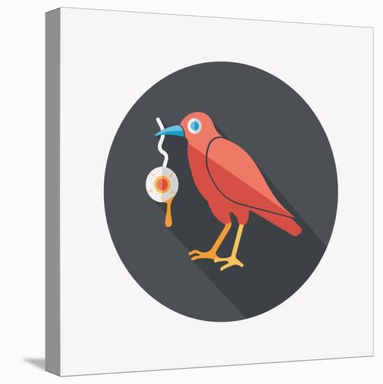 Halloween Crow and Eyeball Flat Icon with Long Shadow,Eps10-eatcute-Stretched Canvas