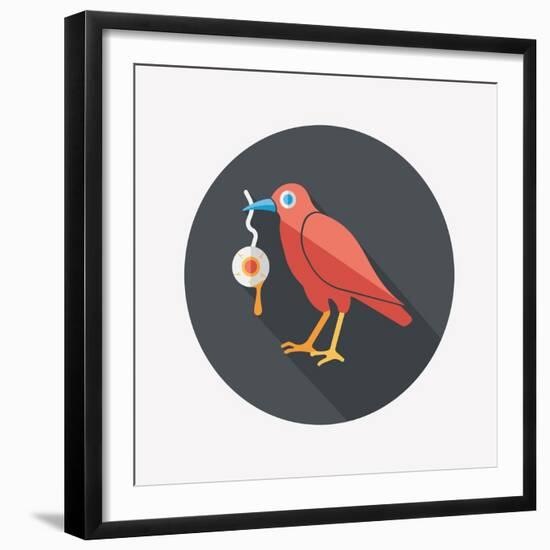 Halloween Crow and Eyeball Flat Icon with Long Shadow,Eps10-eatcute-Framed Premium Giclee Print