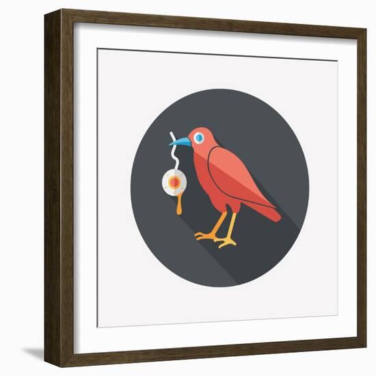 Halloween Crow and Eyeball Flat Icon with Long Shadow,Eps10-eatcute-Framed Art Print