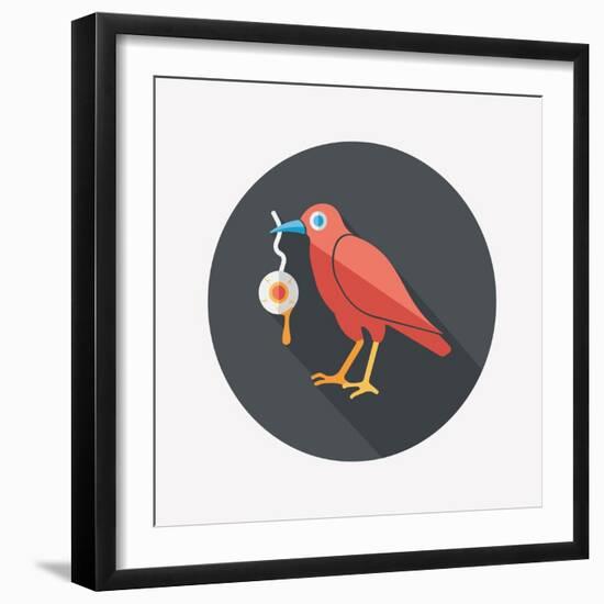 Halloween Crow and Eyeball Flat Icon with Long Shadow,Eps10-eatcute-Framed Art Print