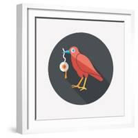 Halloween Crow and Eyeball Flat Icon with Long Shadow,Eps10-eatcute-Framed Art Print