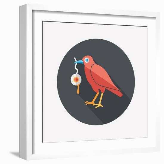 Halloween Crow and Eyeball Flat Icon with Long Shadow,Eps10-eatcute-Framed Art Print