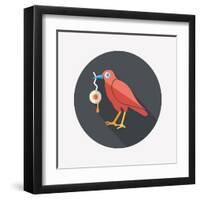 Halloween Crow and Eyeball Flat Icon with Long Shadow,Eps10-eatcute-Framed Art Print