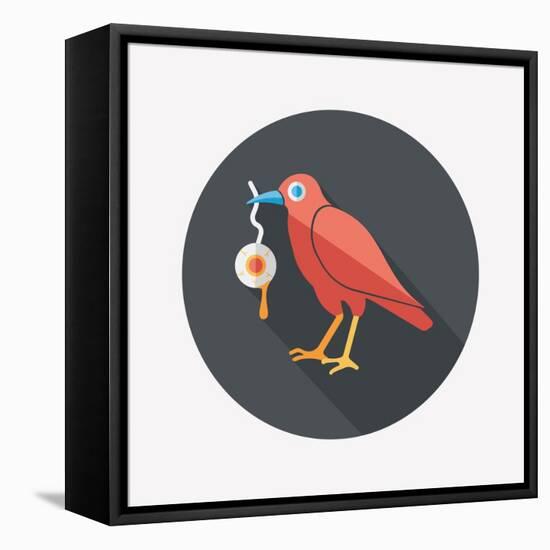 Halloween Crow and Eyeball Flat Icon with Long Shadow,Eps10-eatcute-Framed Stretched Canvas