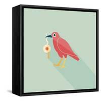 Halloween Crow and Eyeball Flat Icon with Long Shadow,Eps10-eatcute-Framed Stretched Canvas