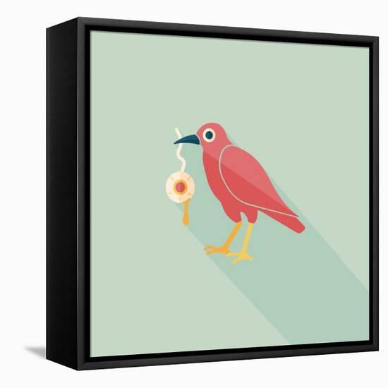 Halloween Crow and Eyeball Flat Icon with Long Shadow,Eps10-eatcute-Framed Stretched Canvas