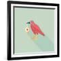 Halloween Crow and Eyeball Flat Icon with Long Shadow,Eps10-eatcute-Framed Art Print