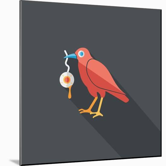 Halloween Crow and Eyeball Flat Icon with Long Shadow,Eps10-eatcute-Mounted Art Print